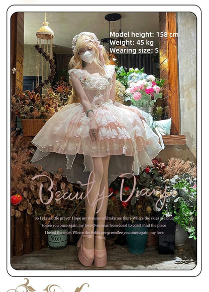 ZhiJinYuan - Tears of the Rose - Sweet Lolita JSK Mini Lolita Ballet Short Dress
