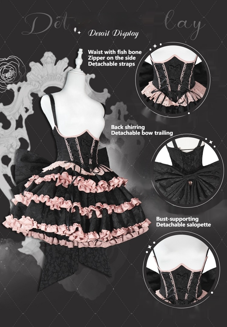 OCELOT - Blackberry Love Song - Black Pink Lolita Skirt Lolita Cake Skirt