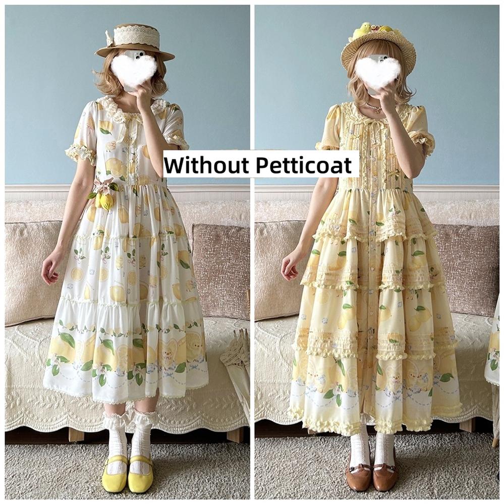 Miss Point - Lemon Chick - Country Lolita Printed OP With Button Front