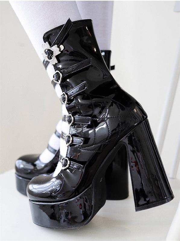 Pure Tea For Dream - Cross Buckle Punk Lolita Shoes