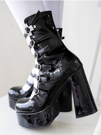 Pure Tea For Dream - Cross Buckle Punk Lolita Shoes