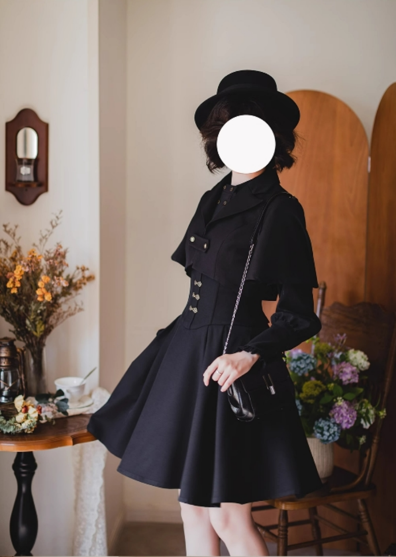 Forest Wardrobe - Vintage Lolita Fishbone Halter SK, Autumn Jacket