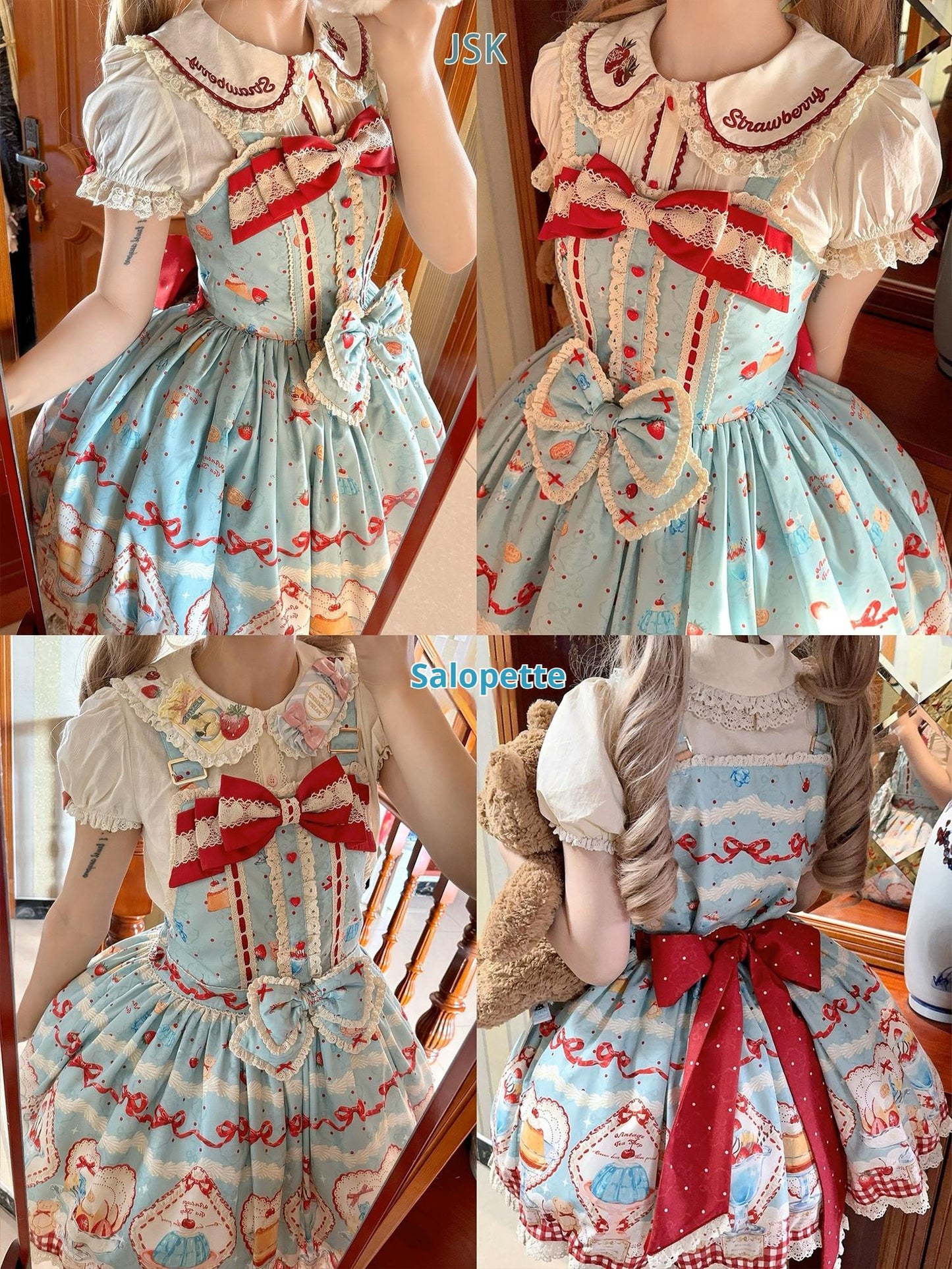 DreamWhale - Showa Dessert Showcase - Kawaii Lolita Dress Suit Pudding-Inspired JSK/Salopette