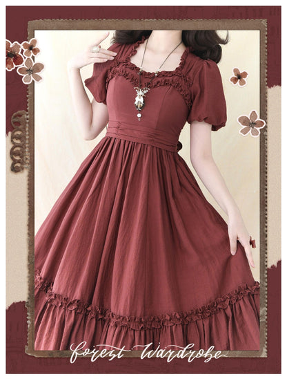 Forest Wardrobe - Forest Pastoral - Elegant Lolita Square Neck Long OP