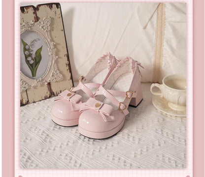 Milk Bun Bunny - Sweet Lolita High Heel Bow Princess Lolita Shoes
