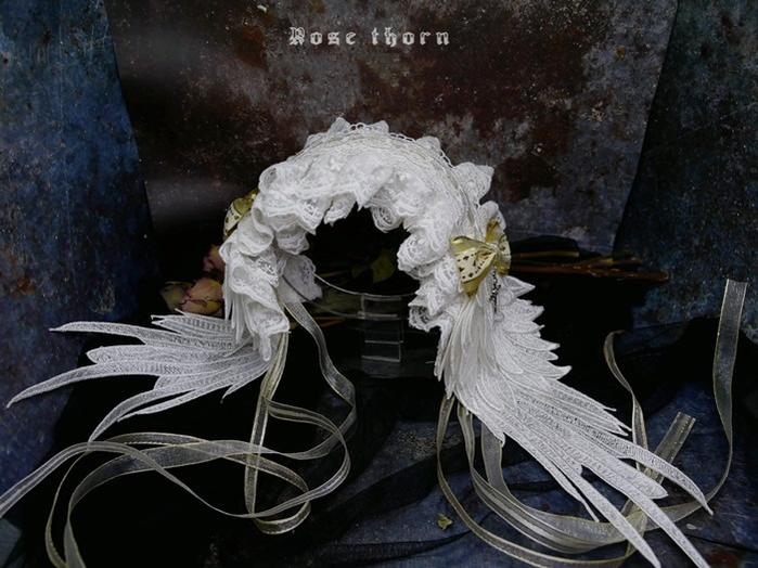Rose Thorn - Angel Wings - Embroidered Crafted Headband Elegant Lolita Hair Accessories