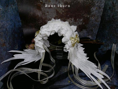 Rose Thorn - Angel Wings - Embroidered Crafted Headband Elegant Lolita Hair Accessories