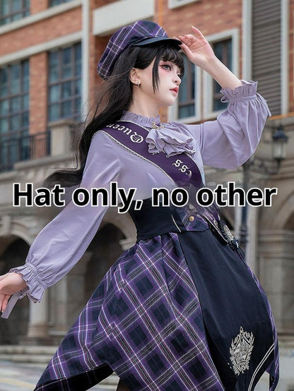 Forest Fluorescent Carps - Queen's Game - Military Lolita OP, Ouji Plaid Lolita Dress Set