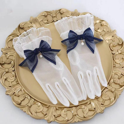 Xiaogui - Elegant Lolita Bow Gloves Retro Lolita Lace Glove