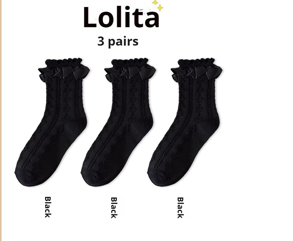 JingChi - Sweet Lolita Socks Women's Multicolor JK Mid-Calf Socks