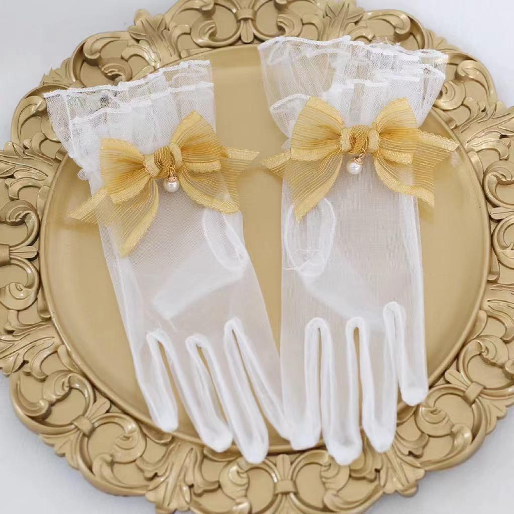 Xiaogui - Elegant Lolita Bow Gloves Retro Lolita Lace Glove