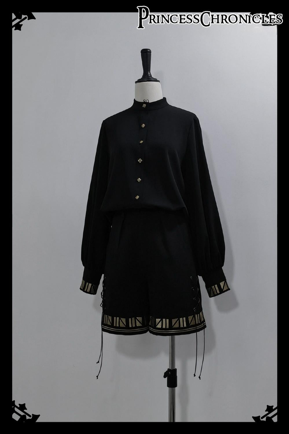 Princess Chronicles - Black Cat - Ouji Lolita Shirt Vintage Blouse