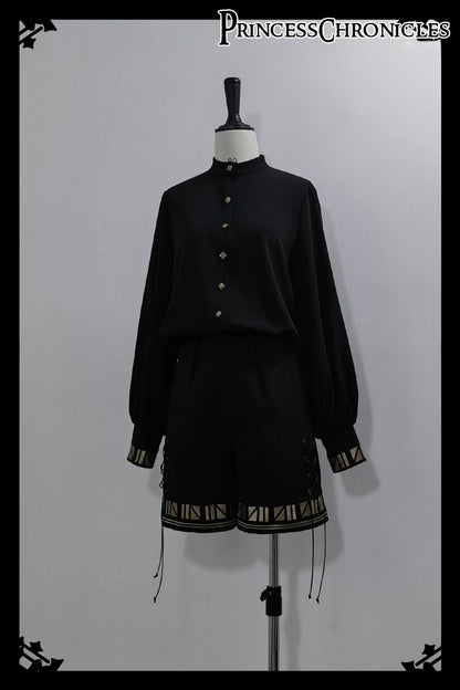 Princess Chronicles - Black Cat - Ouji Lolita Shirt Vintage Blouse