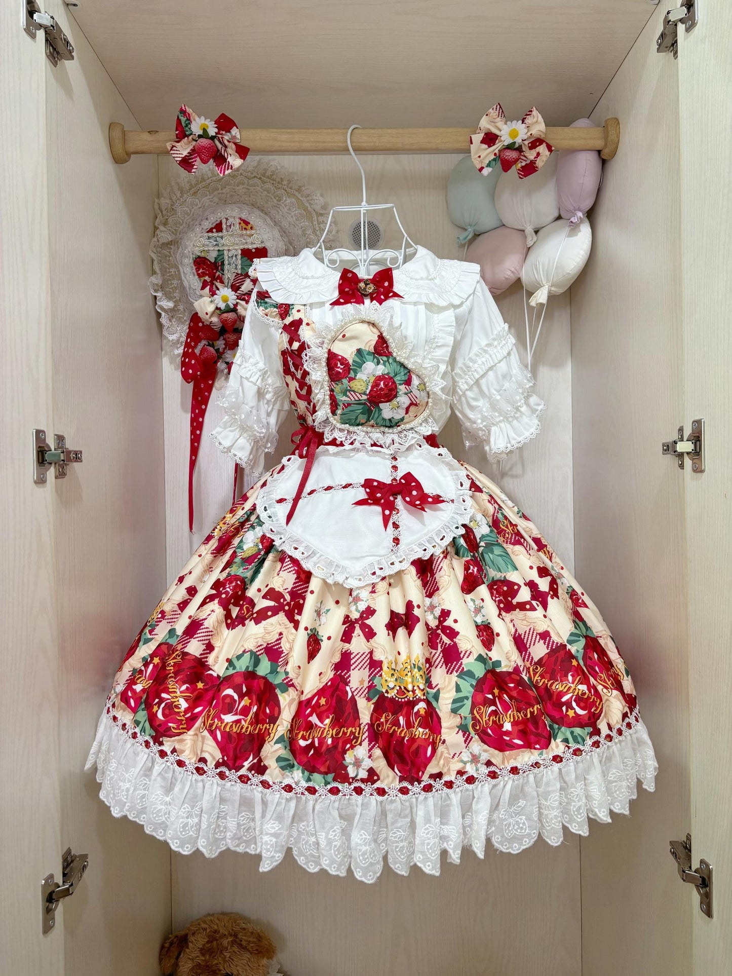 Suiyi - Crown Strawberry - Sweet Lolita Salopette Dress Suit, Single Strap