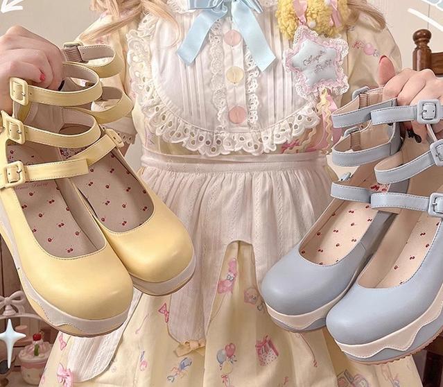 Momo - Bear Birthday Party - Kwaii Lolita Shoes Round Toe Platform Shoes