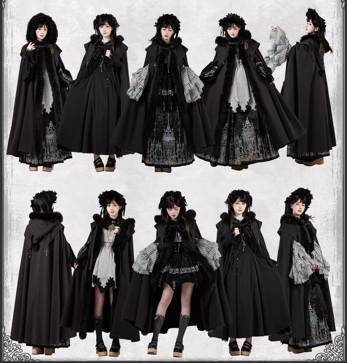 With PUJI - Letter and Poetry ﾂｷ Raven's Night Song - Gothic Lolita Black Cloak