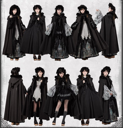 With PUJI - Letter and Poetry ﾂｷ Raven's Night Song - Gothic Lolita Black Cloak