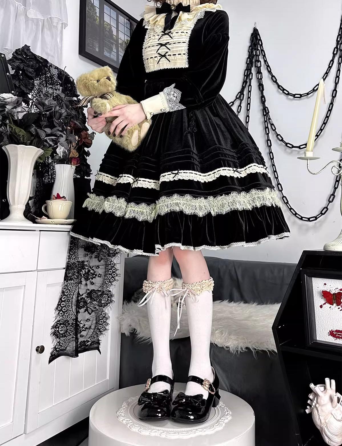 Sheep Puff - Hug Bear - Sweet Lolita Heel Shoes Bear Metal Buckle Bow Shoes