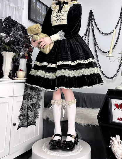 Sheep Puff - Hug Bear - Sweet Lolita Heel Shoes Bear Metal Buckle Bow Shoes