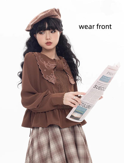 ZeeYe - Night Rose - Classic Lolita Shirt Double Layer Bow Embroidered Versatile Blouse