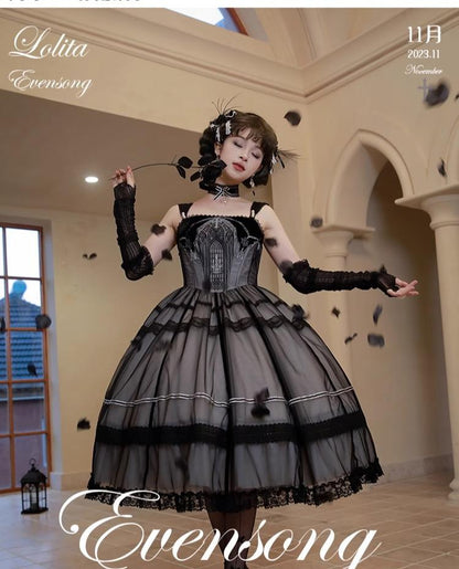 Mademoiselle Pearl - Winter Evening Prayer - Gothic Lolita Jumper Dress Embroidered Candlestick OP Dress