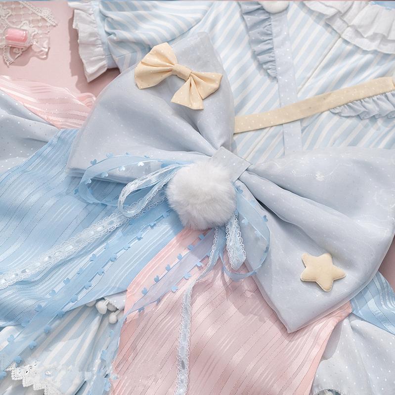 Forest Fluorescent Carps - Ouji Lolita OP Dress Circus Lolita Strip Prince Suit