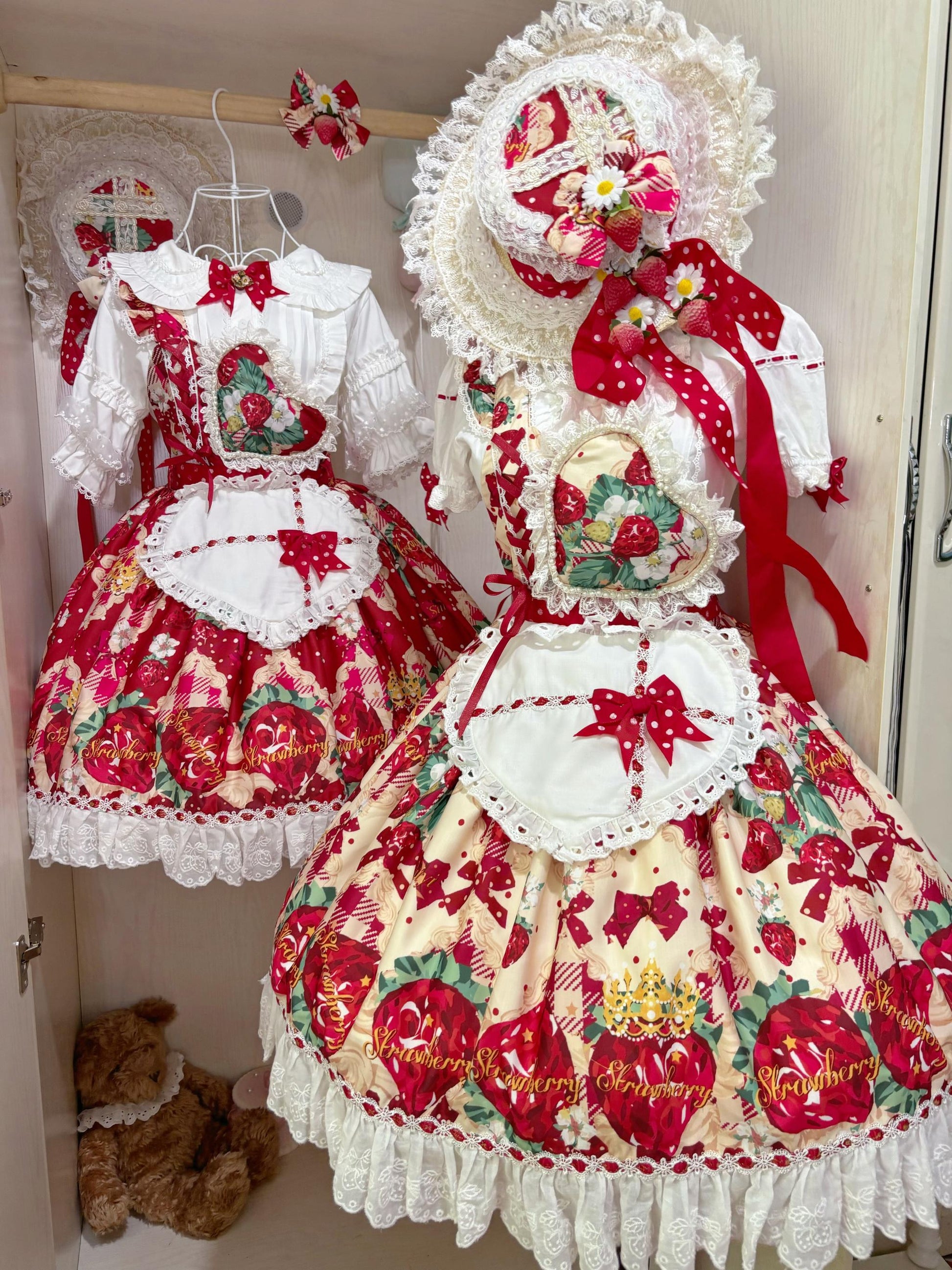 Suiyi - Crown Strawberry - Sweet Lolita Salopette Dress Suit, Single Strap