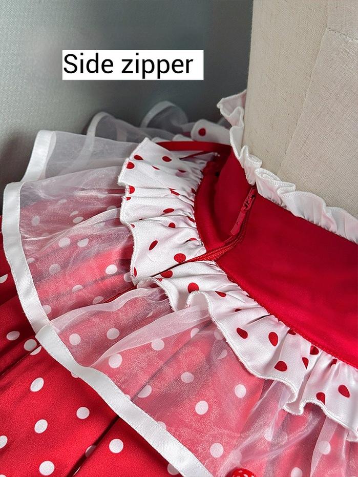 Shuang Sheng Xiao Xiong - Bite The Cake - Sweet Lolita Dress, Red & White Polka Dots