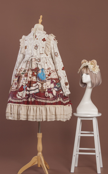 OCELOT - Crown Bear - Kawaii Daily Lolita Long OP Dress