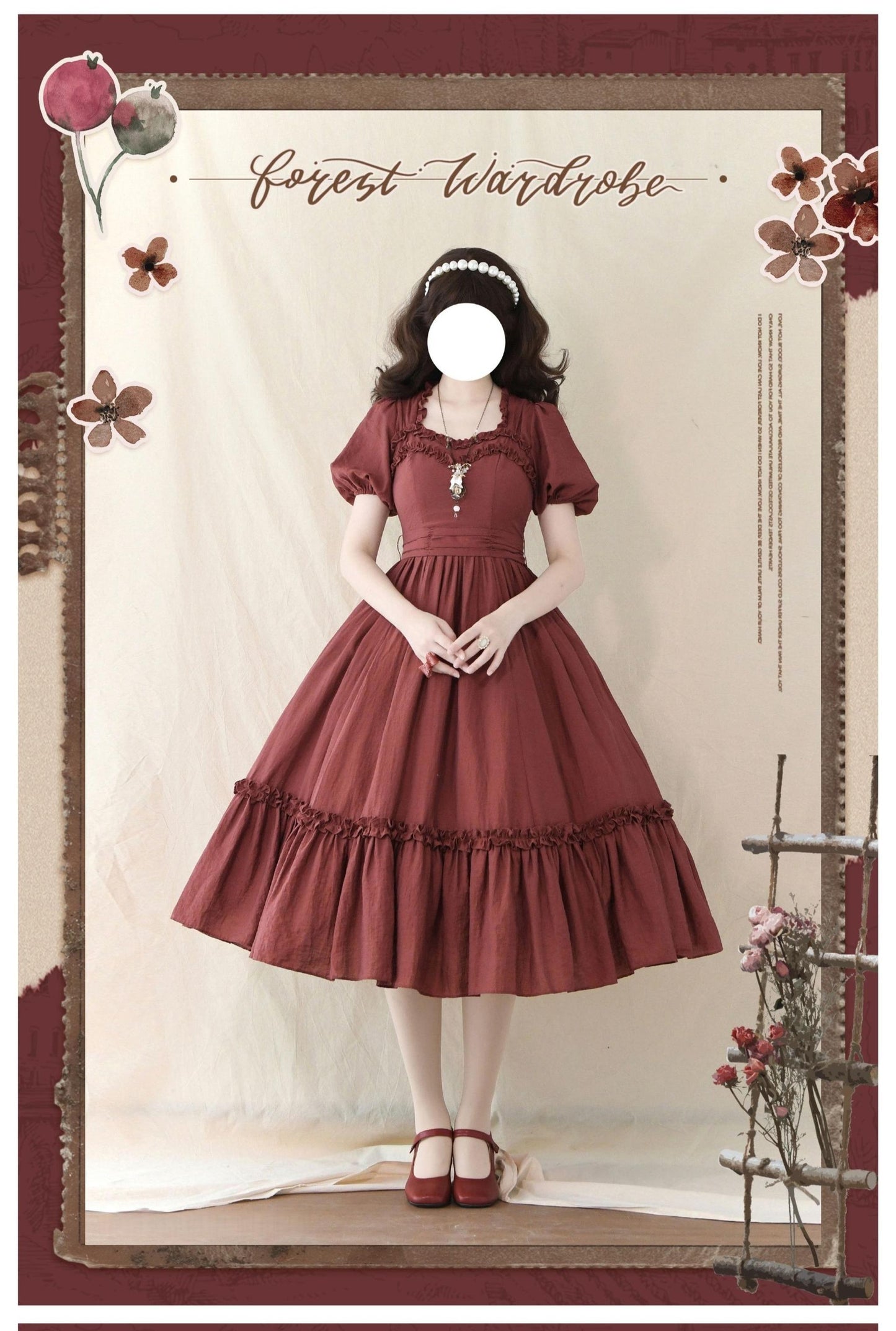 Forest Wardrobe - Forest Pastoral - Elegant Lolita Square Neck Long OP