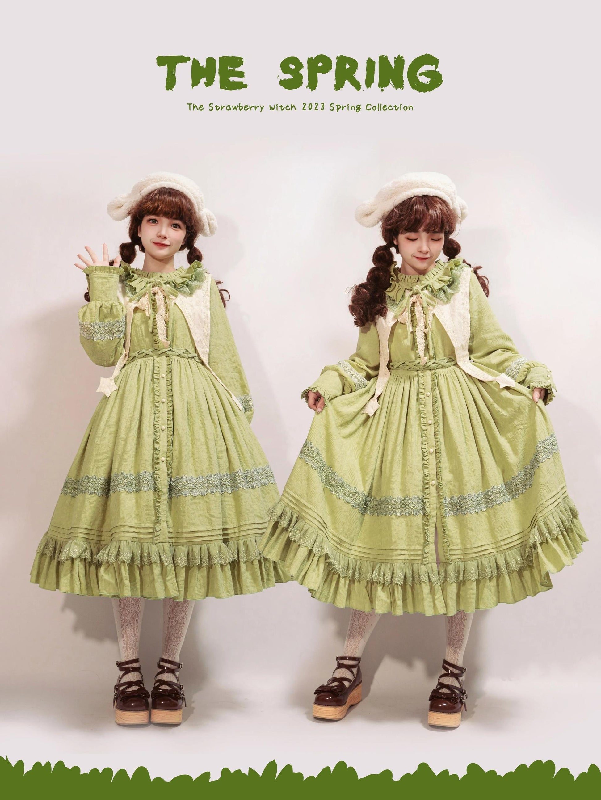Strawberry Witch - The Spring - Cotton Lolita OP Dress with Long Sleeve