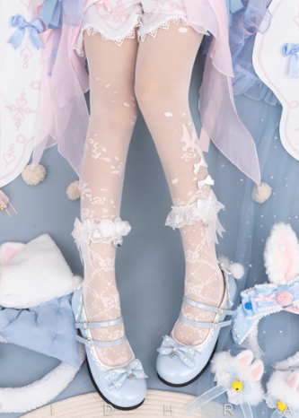 Yidhra - Nightingale and Rose - Elegant Lolita Stereo Flower Thin Tights