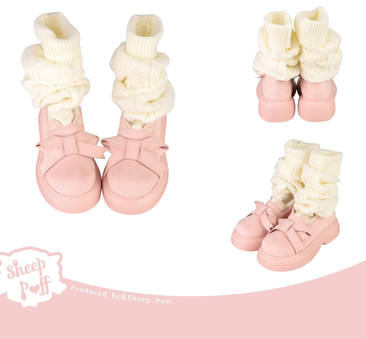 Sheep Puff - Duidui Bear - Winter Lolita Shoes Snow Boots Leg Warmer Shoes