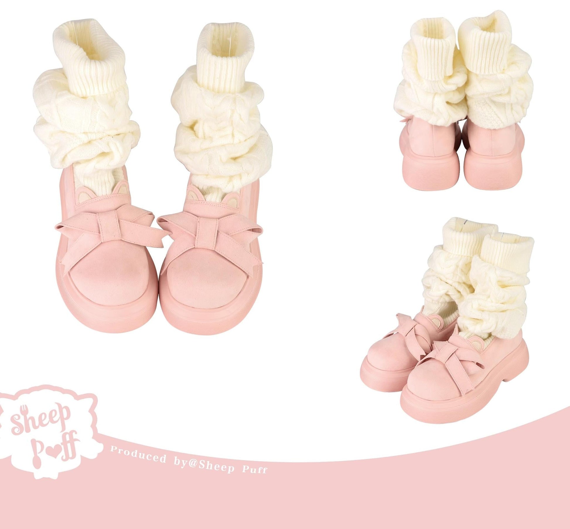 Sheep Puff - Duidui Bear - Winter Lolita Shoes Snow Boots Leg Warmer Shoes