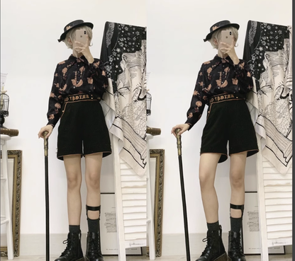 Princess Chronicles - Arms of Glory - Retro Ouji Lolita Prince Black Flat Bonnet