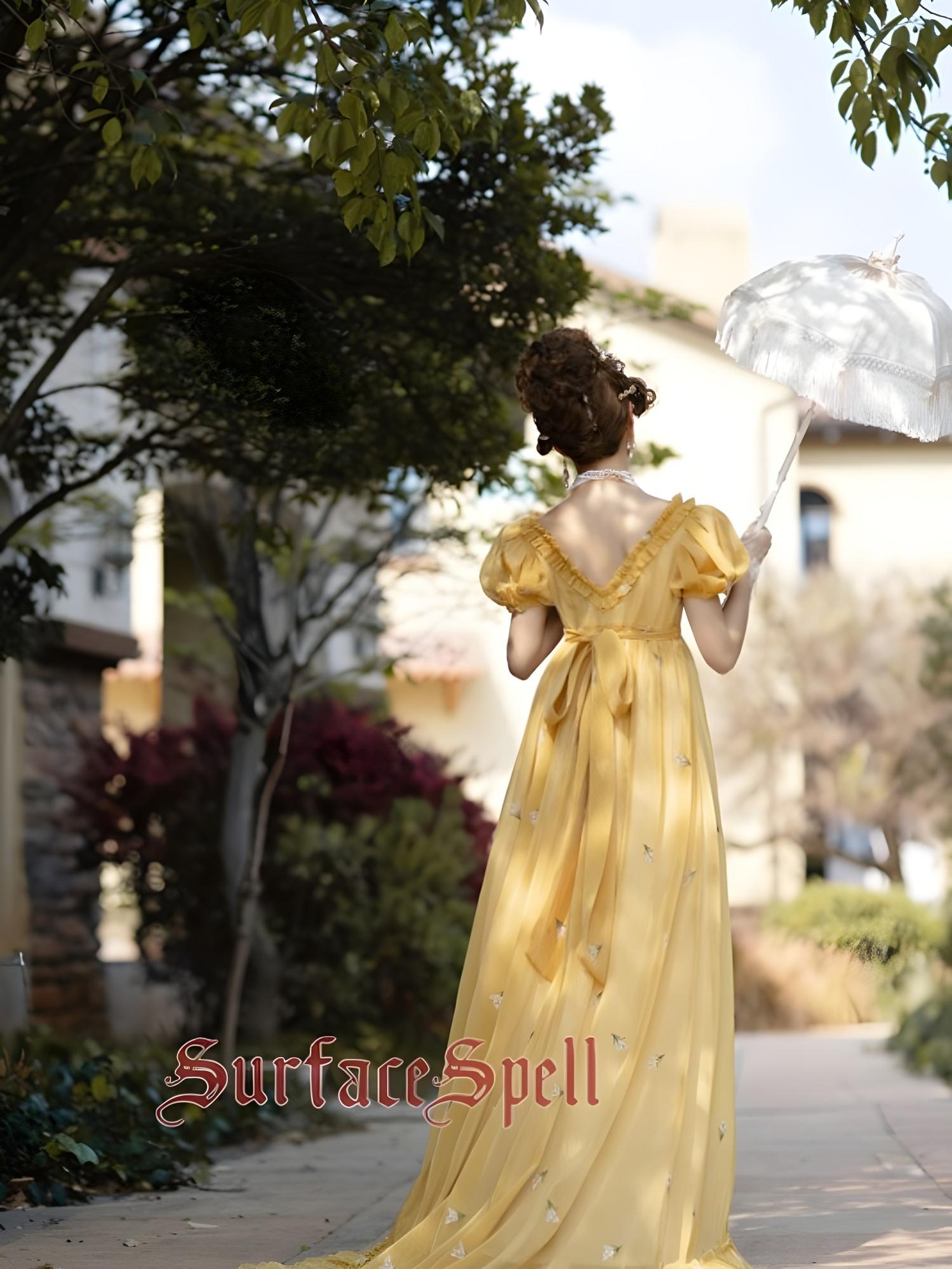 Surface Spell - Spring Rendezvous - Vintage Lolita OP Dress Embroidered Empire Waist Dress