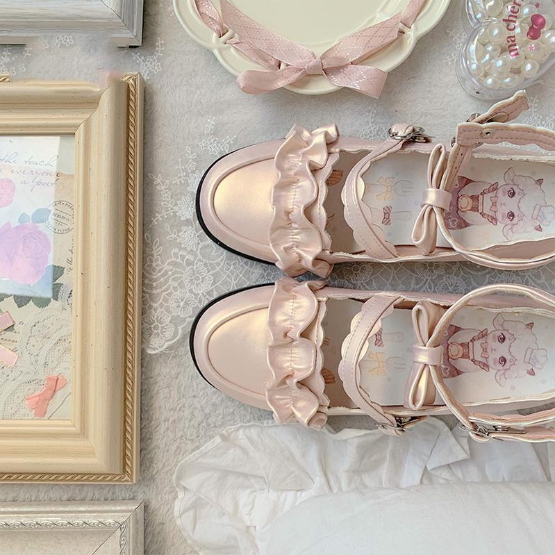 Sheep Puff - Mei Lulu - Lolita Japanese Lace Single Shoes