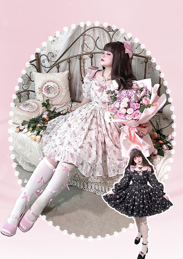 Yingtang - Plus Size Lolita Floral Print Lolita Dress