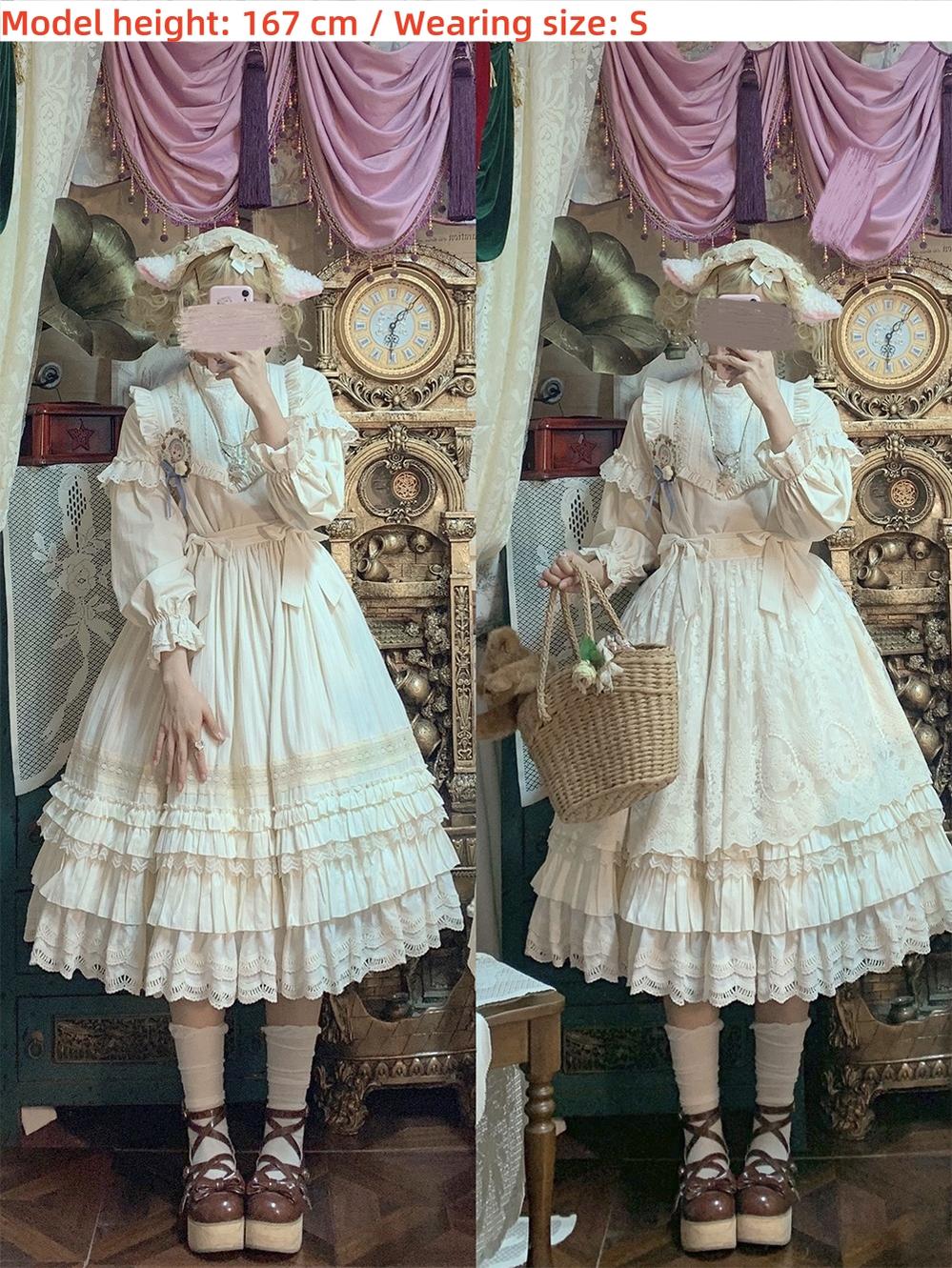 Miss Cube - Cool Sheep Whisper - Kawaii Retro Lolita SK with Detachable Suspenders