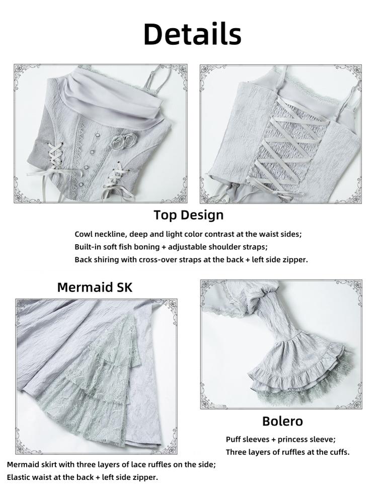 With PUJI - Letter and Poetry ﾂｷ Twilight - Gothic Witch Lolita SK Suit Bodice Mermaid Dress