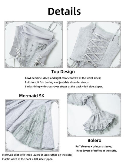 With PUJI - Letter and Poetry ﾂｷ Twilight - Gothic Witch Lolita SK Suit Bodice Mermaid Dress