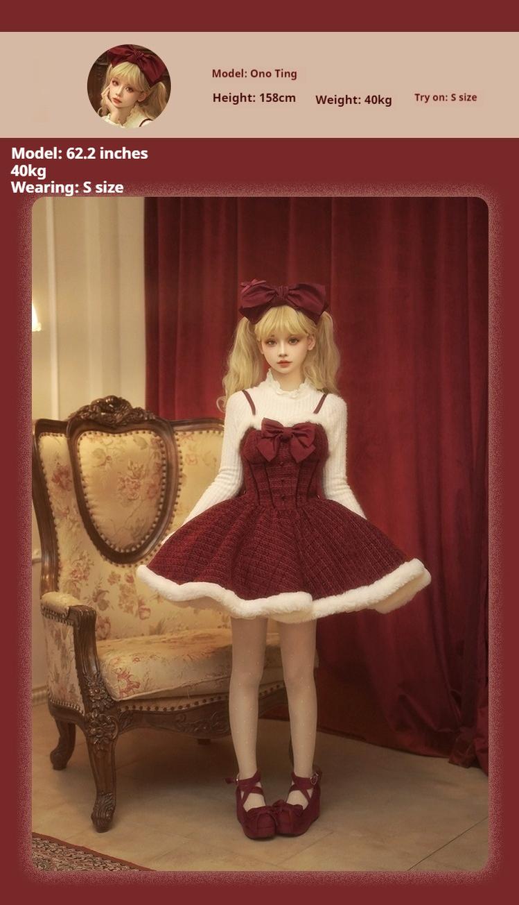 Tan Tuan - Winter Lolita Dress New Year Lolita JSK Plush Cape Set