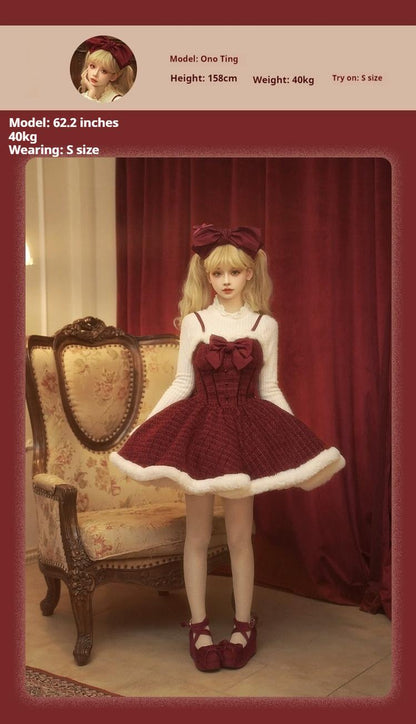 Tan Tuan - Winter Lolita Dress New Year Lolita JSK Plush Cape Set