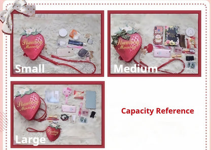 Morning Glory - A Strawberry - Sweet Lolita Crossbody Bag Strawberry Printed Handbag