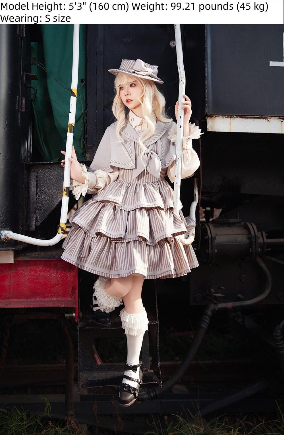 Infanta - From Afar - Vintage Striped Peppy-Style Lolita JSK & Cape