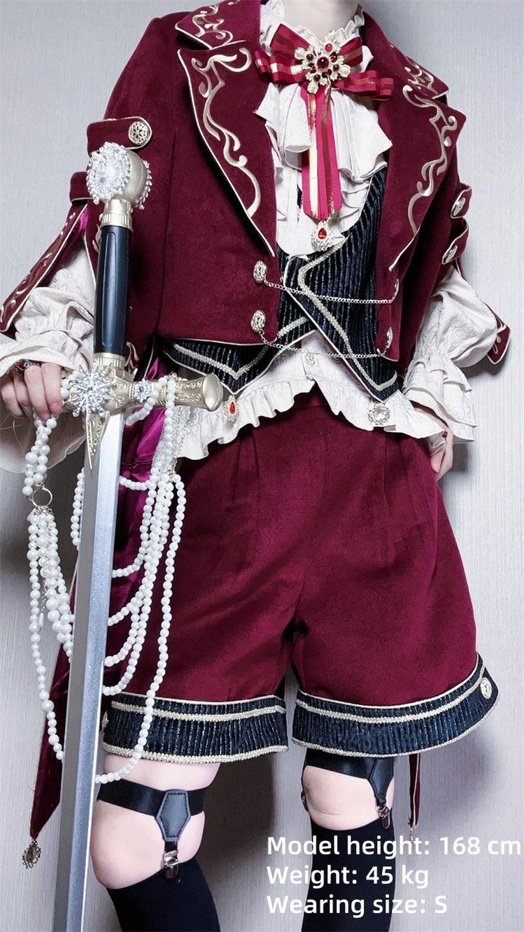 Letters from Unknown Star - Heir - Ouji Lolita Shorts Set Military Prince Lolita Coat and Blouse