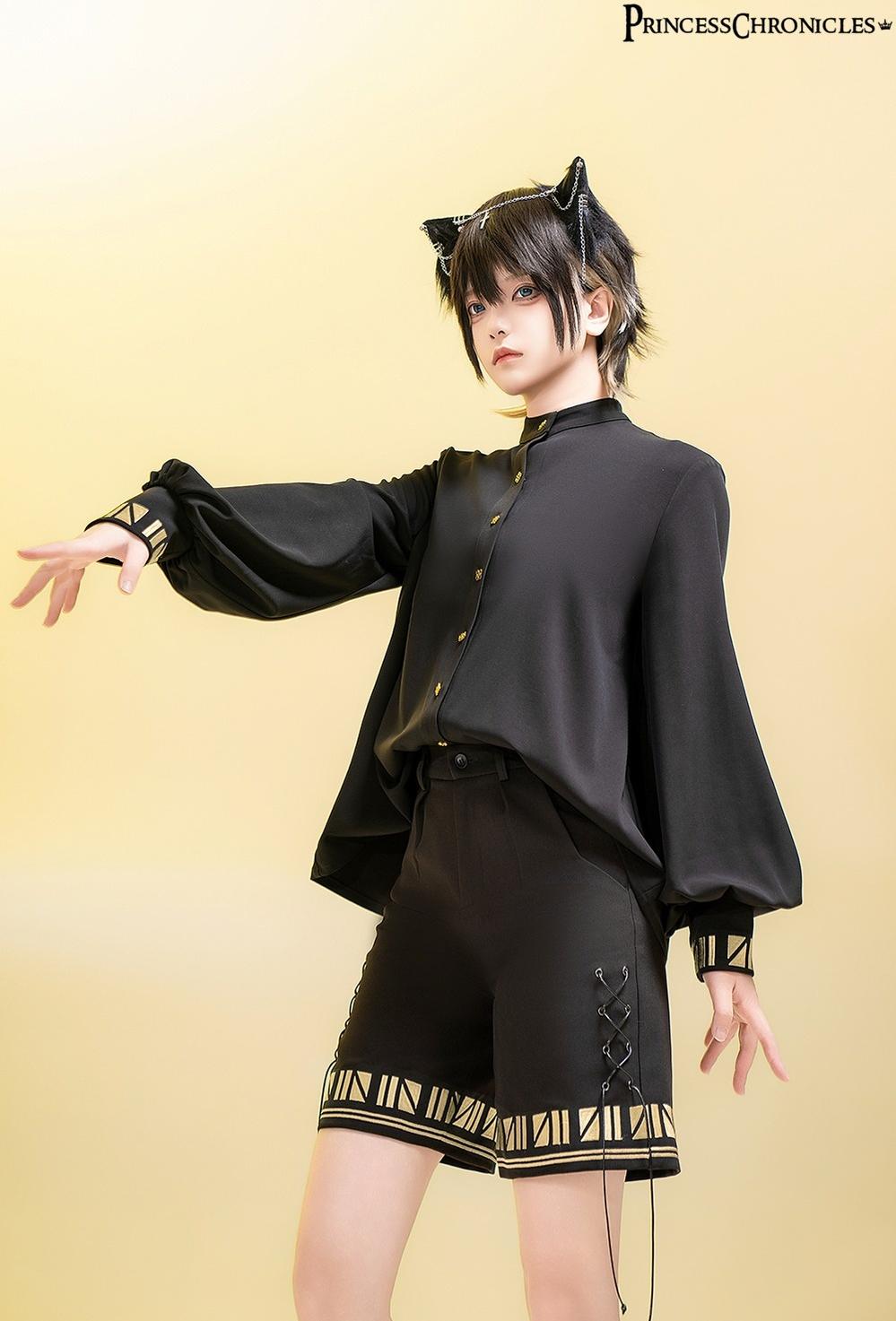 Princess Chronicles - Black Cat - Ouji Lolita Shorts with Embroidered Straight Leg