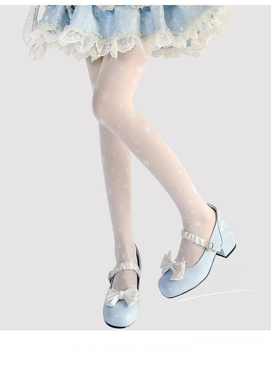 Hua Nai Cat - Summer Kawaii Lolita Thin Tights Sheer Pantyhose with Star Pattern