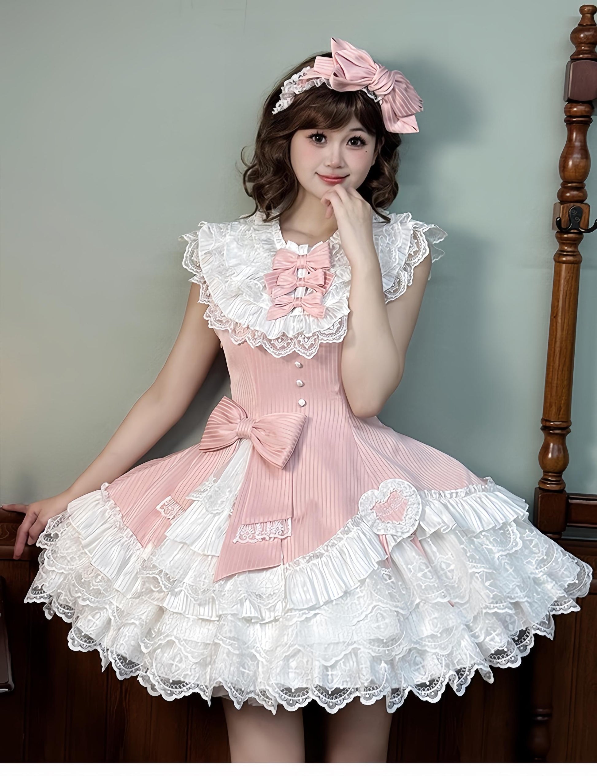 Alice Girl - Arrogant Miss - Sweet Lolita Jumper Dress with Tiered Lace Dress