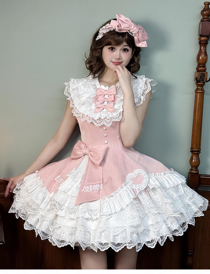 Alice Girl - Arrogant Miss - Sweet Lolita Jumper Dress with Tiered Lace Dress
